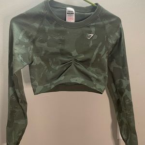 Green Gymshark Adapt Camo Crop Top
